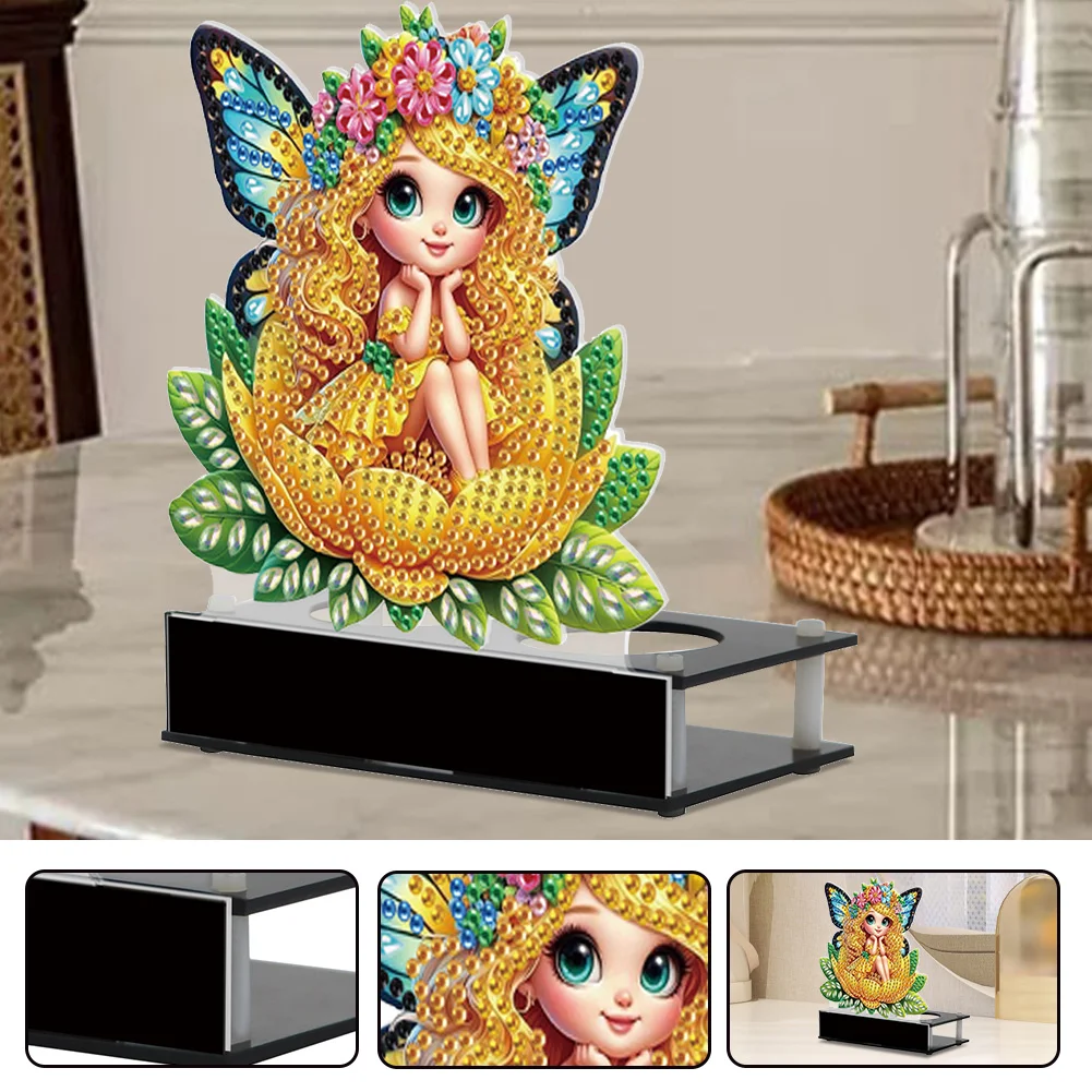 5D DIY Flower Fairy Diamond Art Mini Candle Holder for Aromatherapy Art Crafts