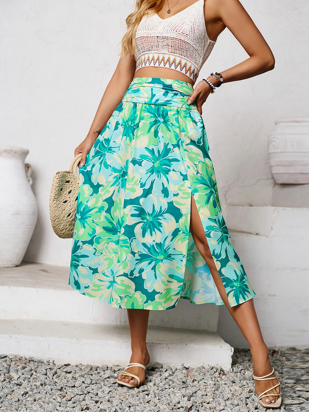 Toloer Toloer Independently Designed And Shot The New Women's Summer Casual Floral Print Skirt-Outfit Ideas