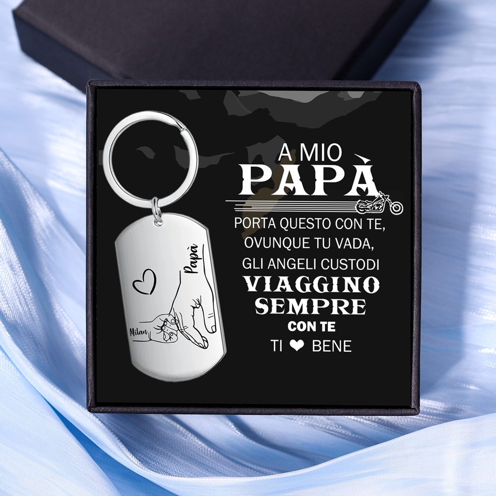 A mio papà-Portachiavi  mano nella mano 1 nome personalizzato regalo per papà