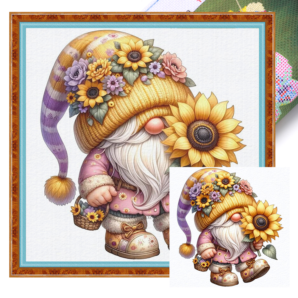 Sunflower Gonk Full 11CT Pre-stamped Canvas(40*40cm) Cross Stitch