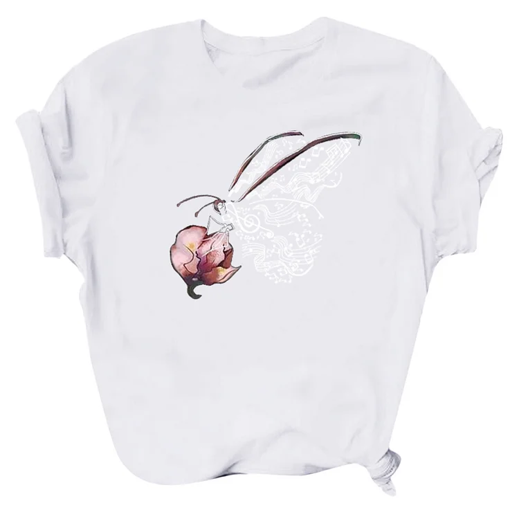 Flower Butterfly Short Sleeve T-Shirt