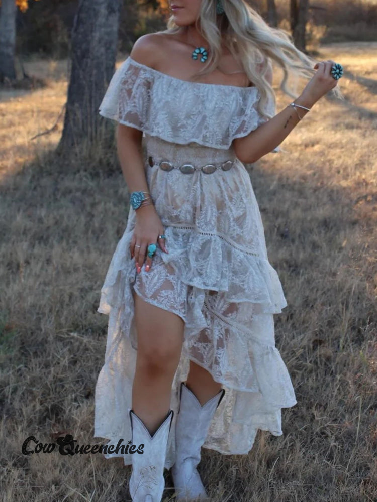Women’s Irregular Lace Dress White / S