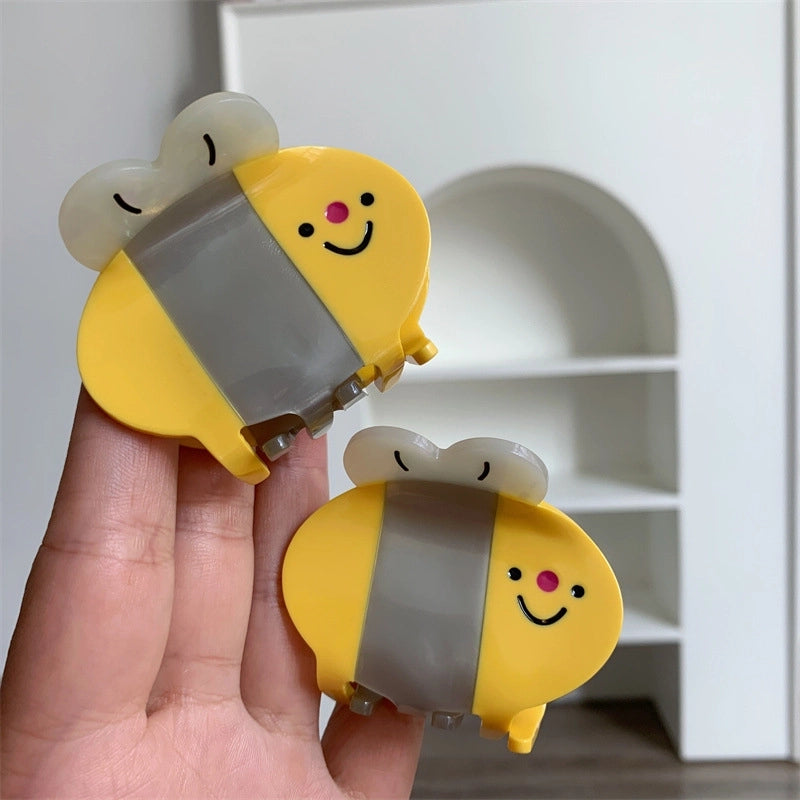 Small And Exquisite Yellow Bee-Shaped Grip Small And Medium Acetic Acid Hair Claw Half Tie Ponytail Clip New Hair Accessories