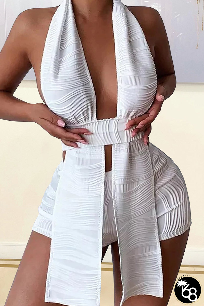 Sexy Solid V Neck Sleeveless Two Pieces | 168DEAL