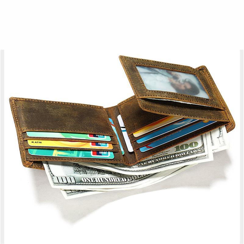 Durable Plain Casual Cash Card Holder Vintage Leather Wallets