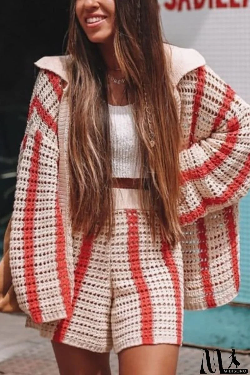 MidiSono - Head In The Clouds Crochet Cardigan Short Set