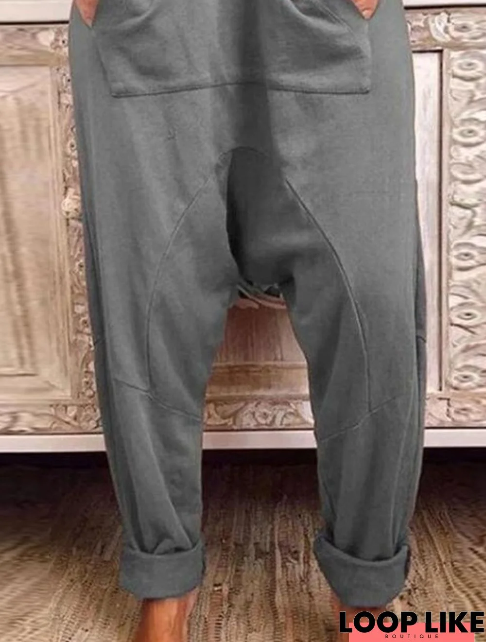 Solid Casual Cotton-Blend Pants