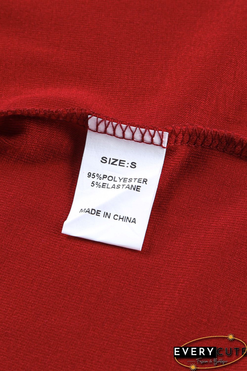 Red Solid Color Patchwork Long Sleeve Top