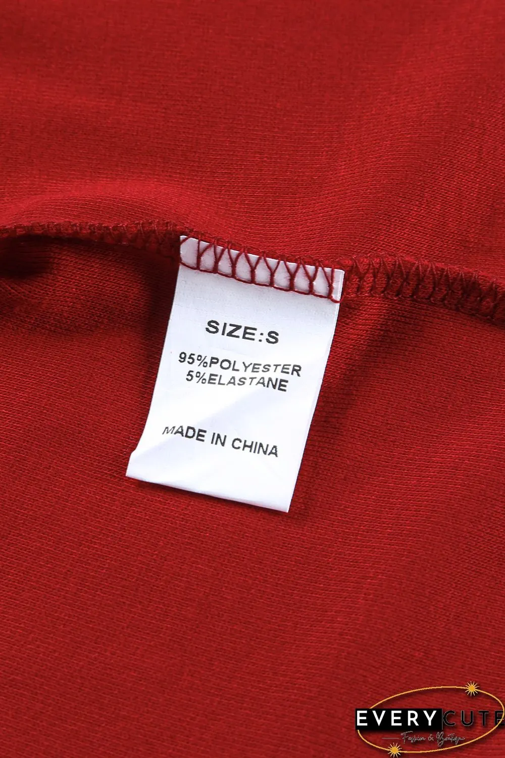 Red Solid Color Patchwork Long Sleeve Top