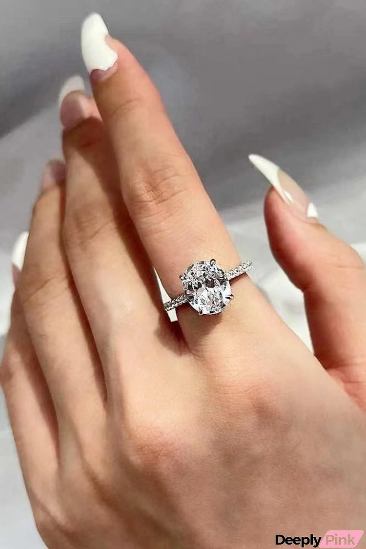 18K Platinum-Plated Side Stone Moissanite Ring