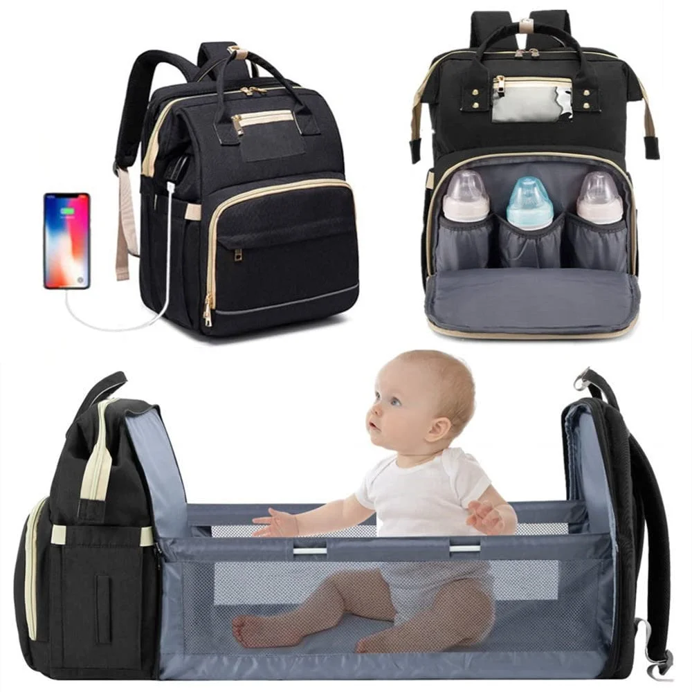 Convertible Diaper Bag Backpack with Portable Changing Station - vzzhome