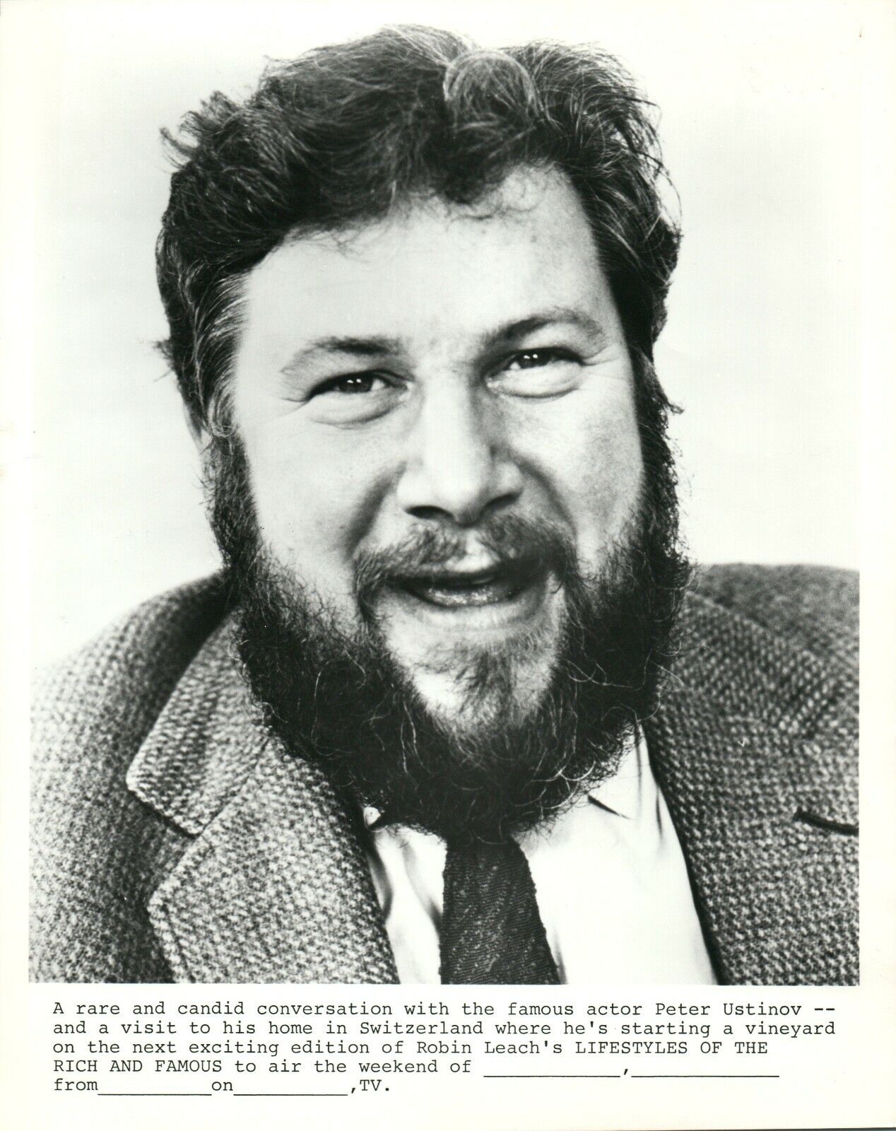 PETER USTINOV Actor LIFESTYLES OF THE RICH AND FAMOUS 8x10 Promo Photo Poster painting 1984