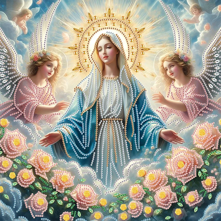 Partial Special-shaped Diamond Painting - Religion Jesus And The Virgin Mary 40*40CM