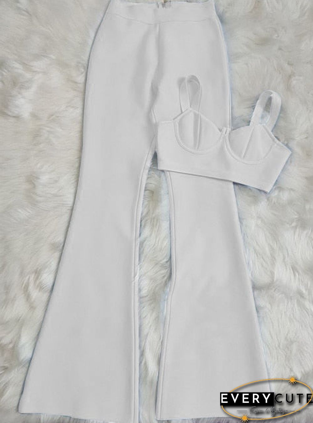 Summer Womens Fashion Sexy Bandage Two-Piece Set Sleeveless Tight Short Top High Waist