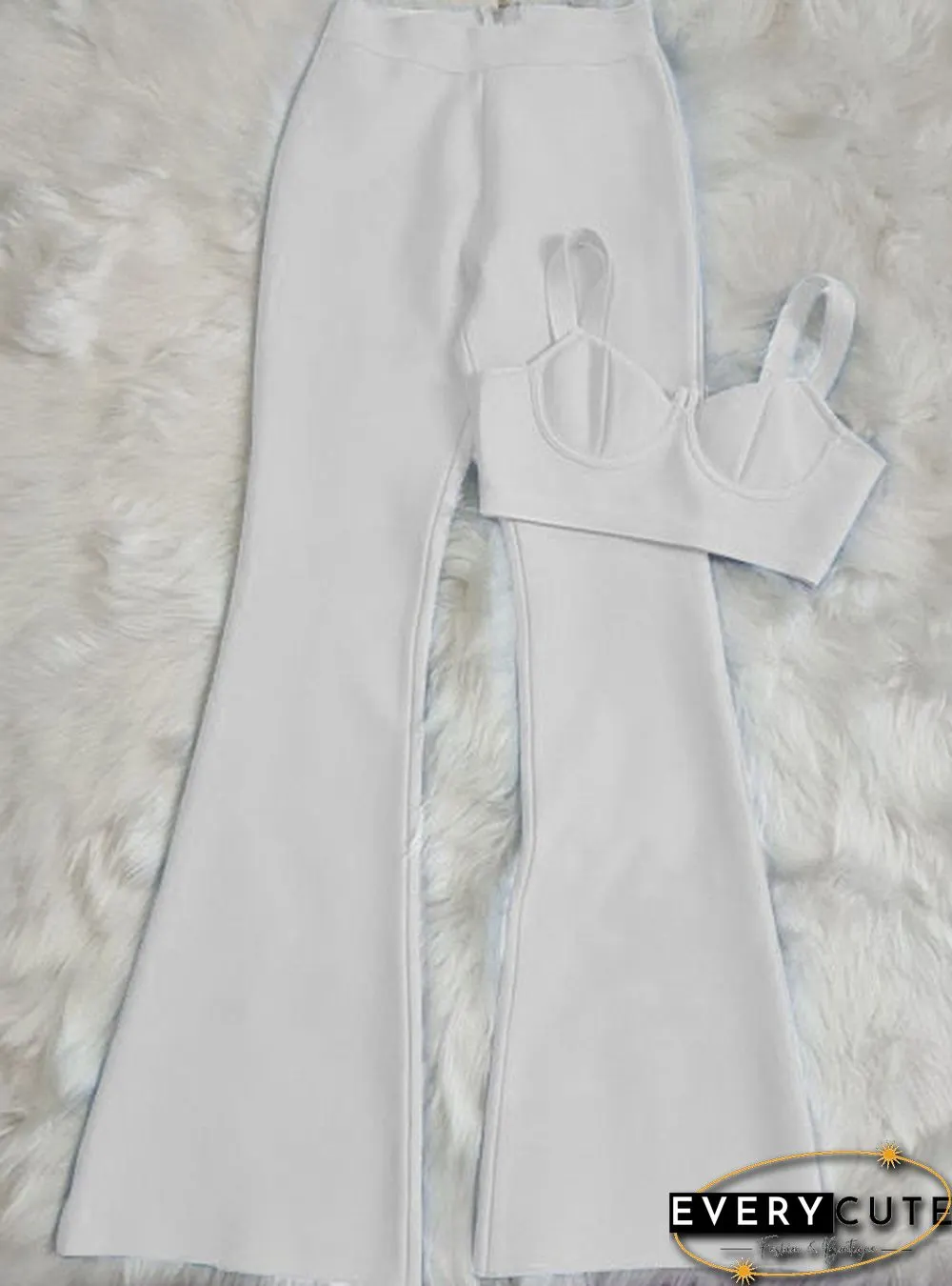 Summer Womens Fashion Sexy Bandage Two-Piece Set Sleeveless Tight Short Top High Waist