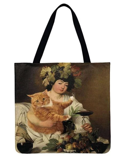 Linen Eco-friendly Tote Bag - Classical All About Cat