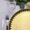 10 Pack | Round Heavy Duty Paper Charger Plates, Scallop Rim 13" Gold, Disposable Serving Trays - 1100 GSM