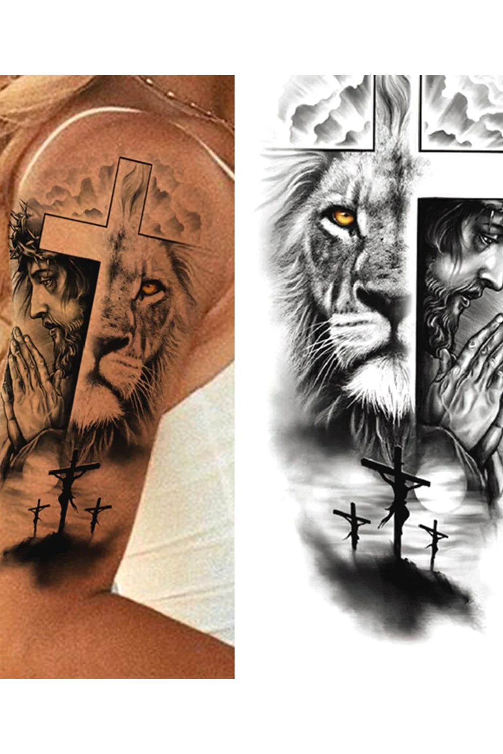  Forest Tattoo Sticker For Men Women Children Tiger Wolf Death Skull Temporary Tattoo Fake Henna Skeleton King Animal Tatoo 921-1