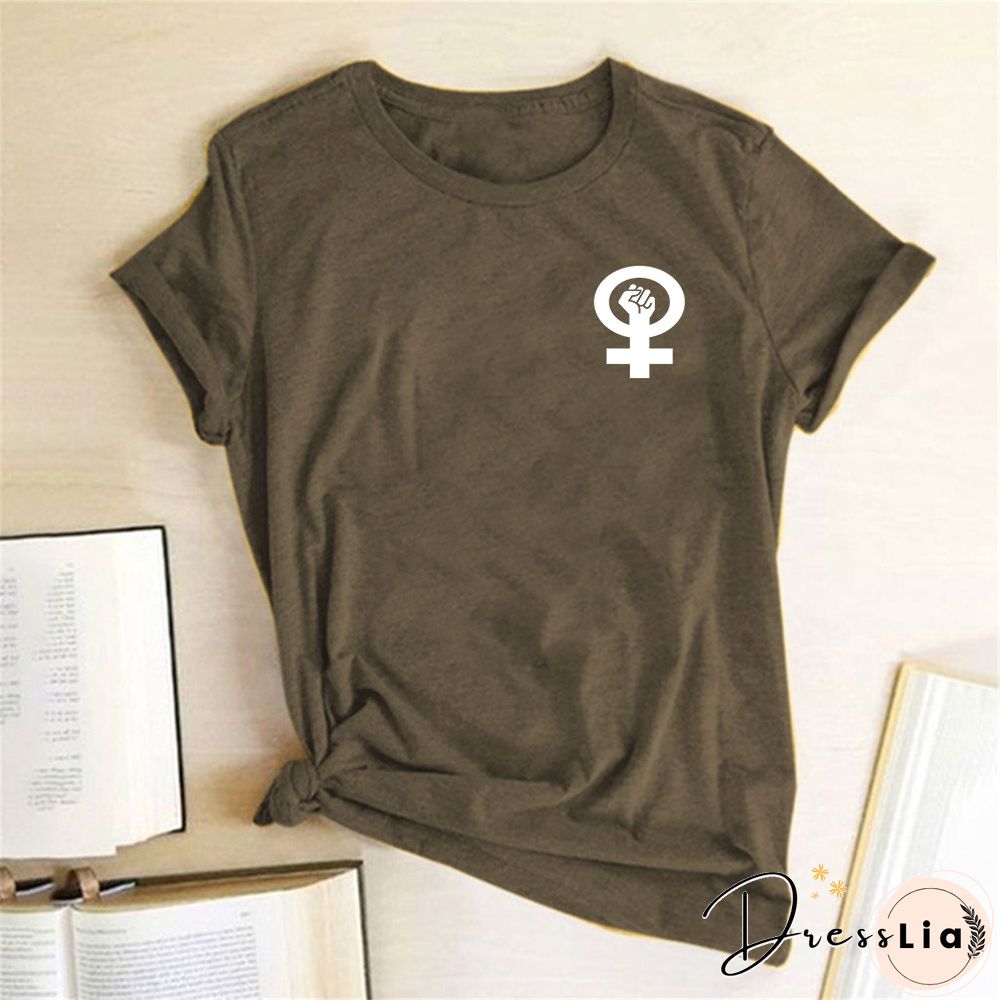 Feminist Women Tshirt Fist Chest Label Print Casual Funny Summer T ShirtFor Lady Girl Tops Tees Hipster Drop Ship Clothes
