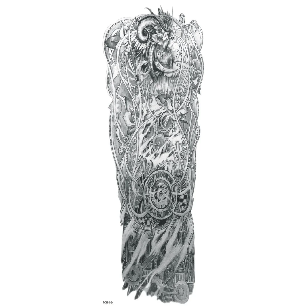 Large Arm Sleeve Tattoo The Dragon Tiger Waterproof Temporary Tatoo Sticker Full Skull Totem Tatto