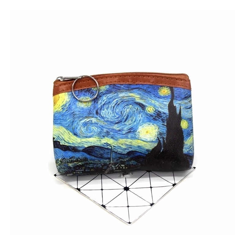 Women’s Oil Painting Pu Leather Zipper Coin Purses