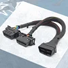 OBD2 Extension Cable 16Pin OBD2 Male To Dual Female Elbow Extension Cable 12-24V