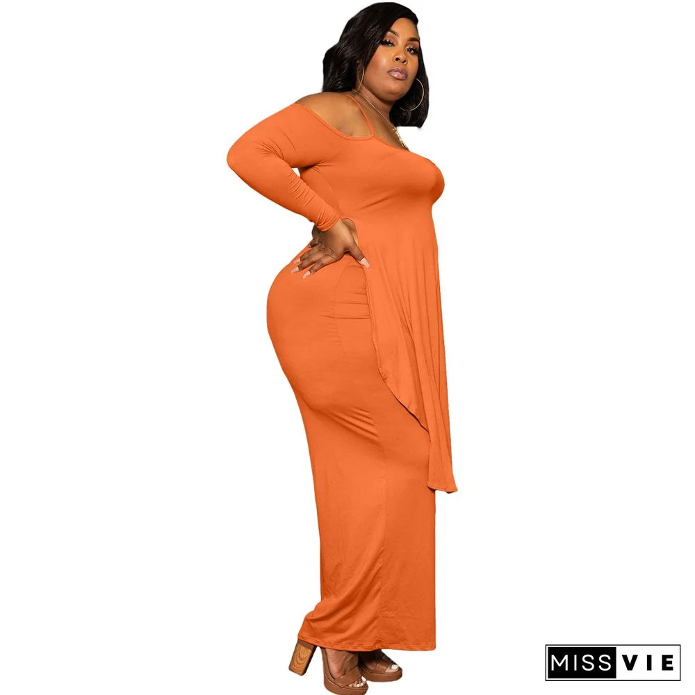 Plus Size Irregular Solid Casual Wide-leg Pants Suits