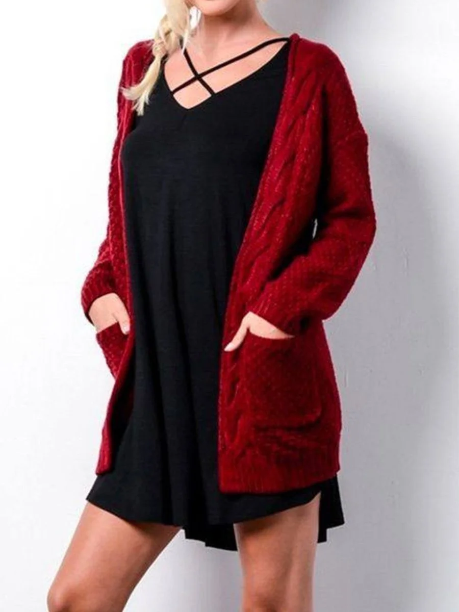 Solid Color Knitting Sweater Cardigan