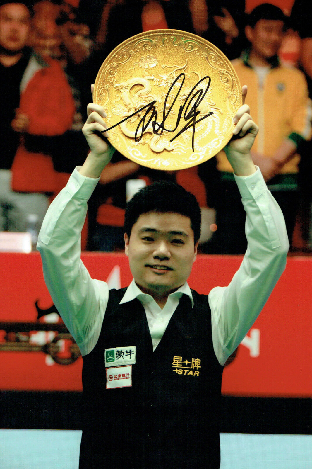 Ding JUNHUI 丁俊晖 Signed Sheffield Crucible Autograph 12x8 Snooker Photo Poster painting AFTAL COA