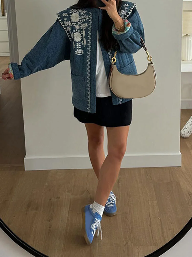 Nigikala Nigikala Printed Pocket Cotton Jacket 2025 Autumn And Winter Women's Single Buckle Commuting Warm Coat WQK0