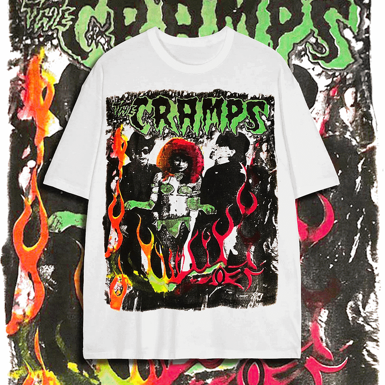 Davidhawaii100% Cotton Casual Trendy Retro Rock Abstract Double-sided White T-shirt - 100% Cotton
