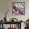 Chat et oiseau - perceuse ronde peinture diamant - 40*40cm