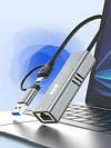2in1 USB-C/USB 3.1 To Ethernet Adapter 5000Mbps USB-C To RJ45 Network Converter