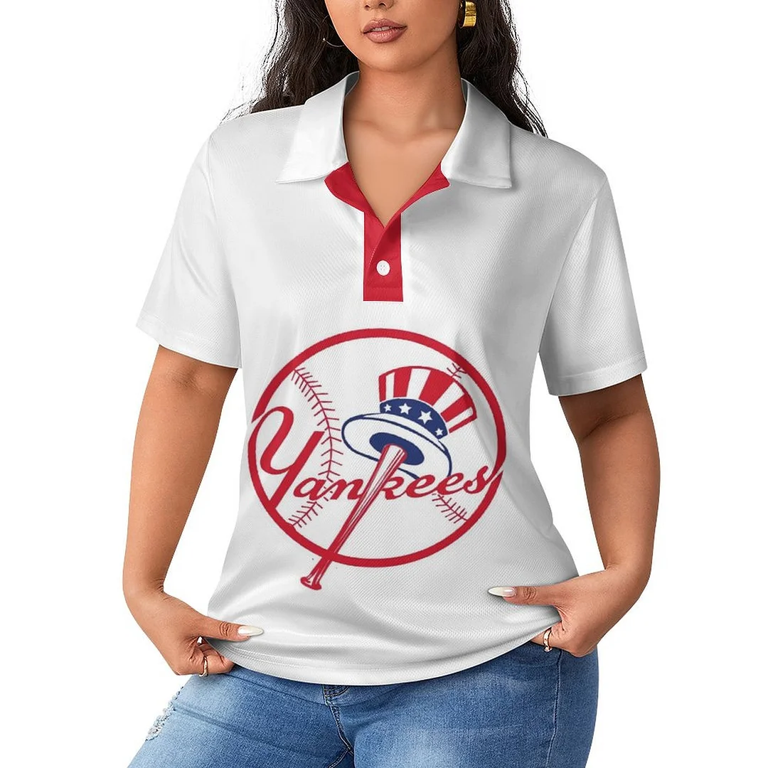 Casual Polo-Shirt Short Sleeve Tops  for Women Printed with Patterns,Blue