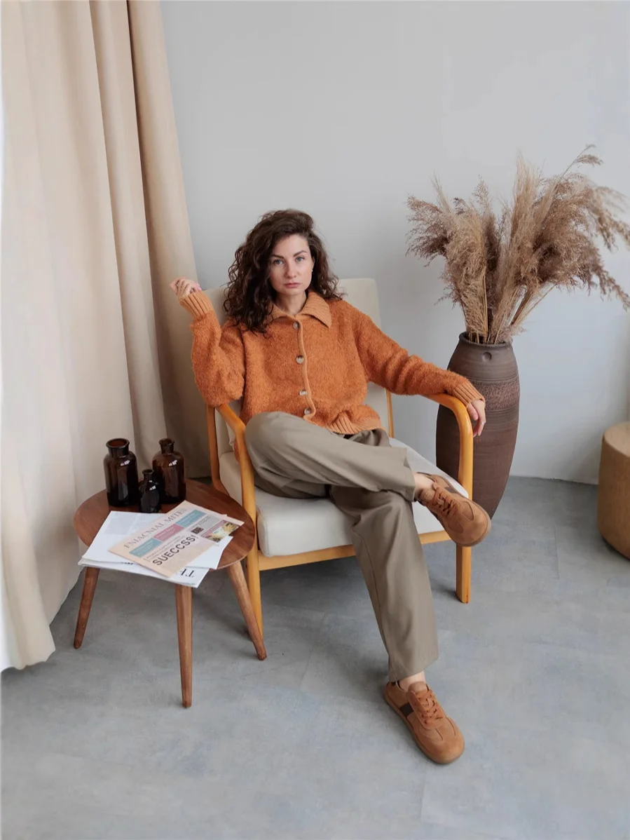 Athvotar Athvotar New Languid Languid Knitted Sweater Jacket For The Women's Autumn/Winter 2025 Languid Collar Knitted Shirt