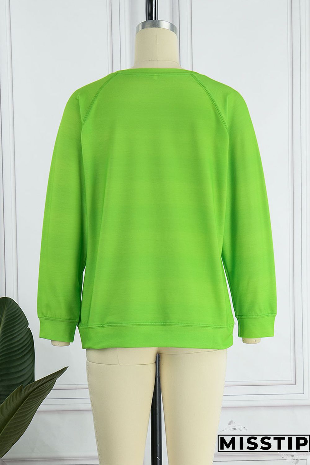 Cyan Green Casual Print Patchwork O Neck Tops