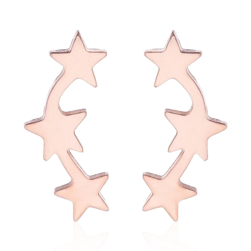 Minimalist Triangle Moon Coconut Tree Stainless Steel Asymmetrical Plating Ear Studs 1 Pair