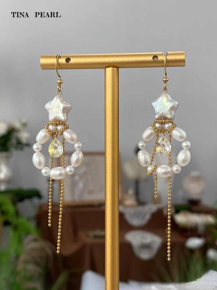 2025 TINA Jewelry Freshwater pearl Christmas wreath stud earrings