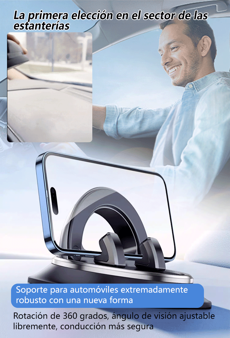 Soporte para coche giratorio de 360 ​​grados y antivibración.