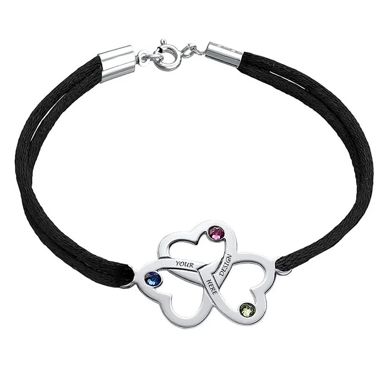 Personalized Design Three Heart Interwoven Bracelet