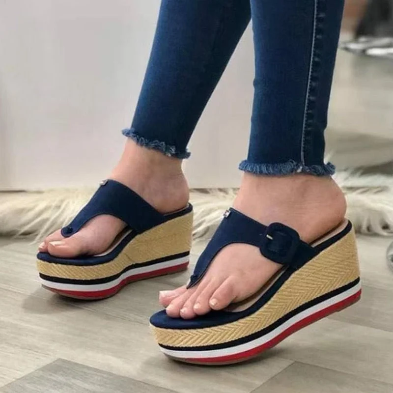 Summer Slippers Women Sandals Plafrom Sandals Ladies Slip-On Flip Flops Shoes Leather Peep Toe Female Sandalias Zapatos Mujer