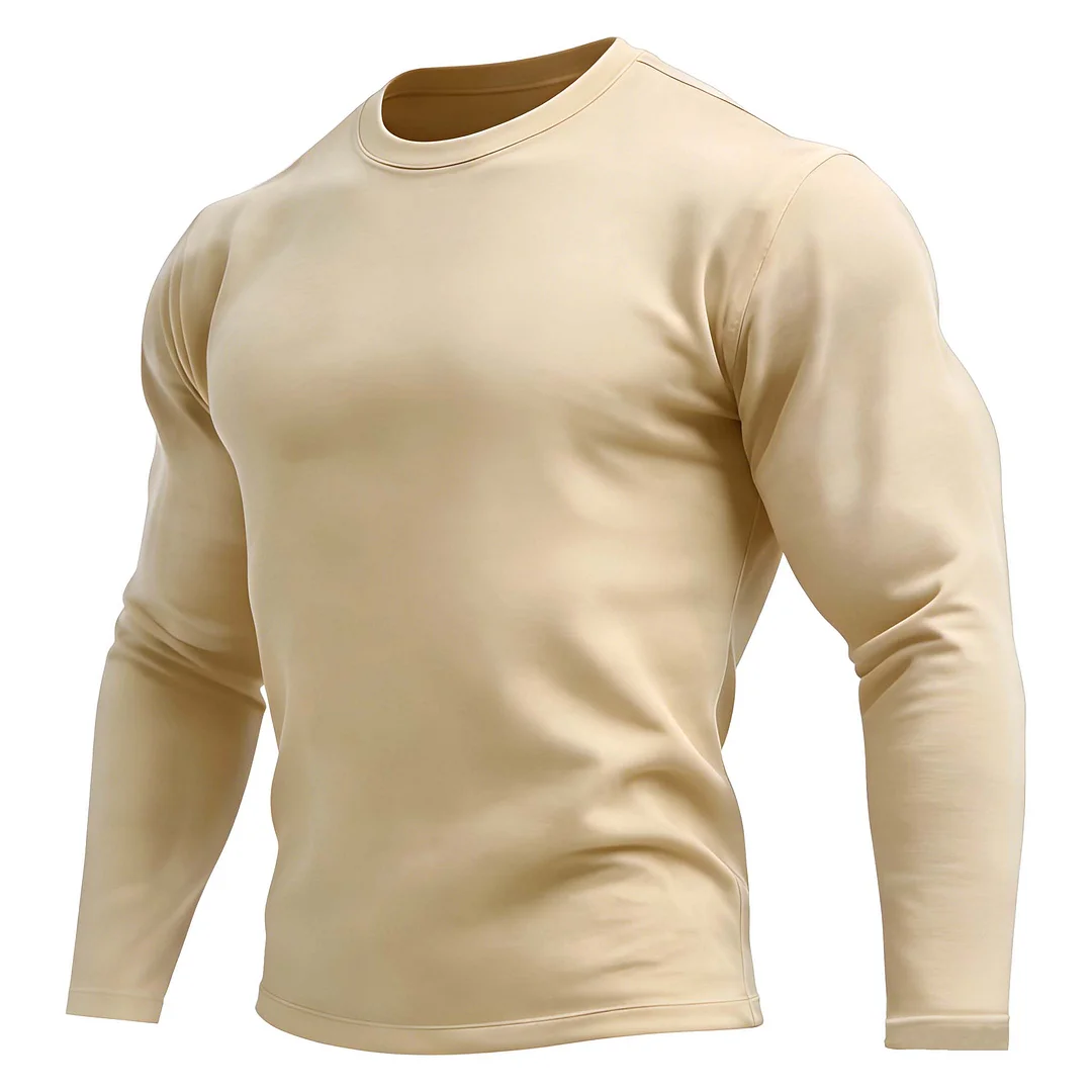Men's Vintage Solid Color Crew Neck Long Sleeve T-Shirt
