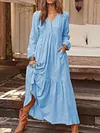 V Neck Women Dresses Pockets Going Out Casual Paneled Dresses