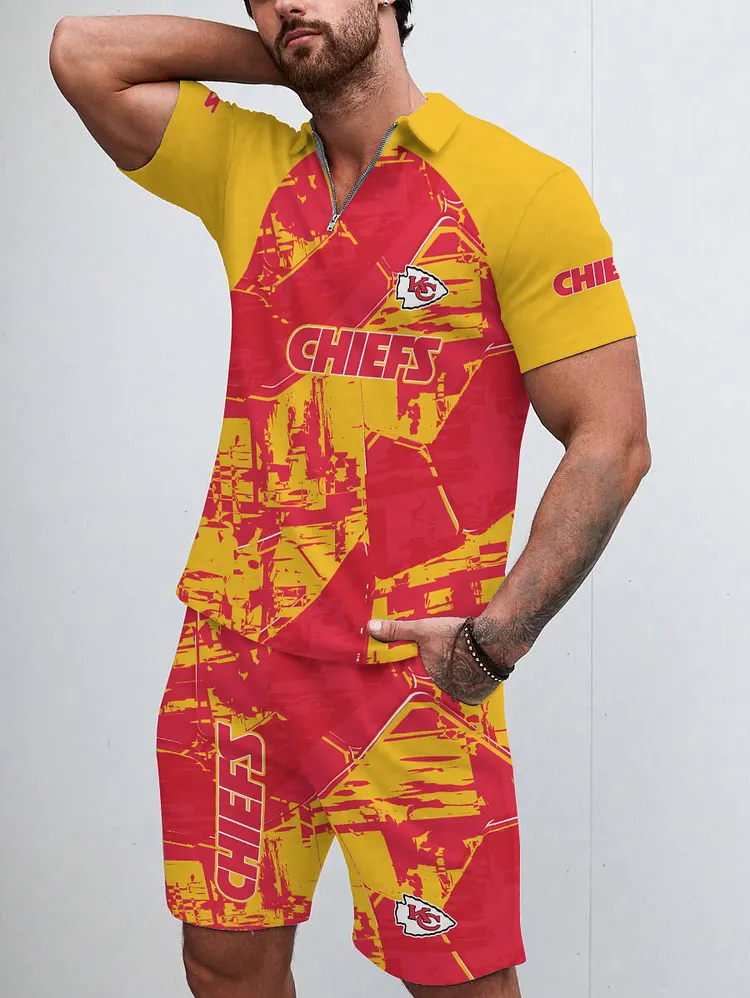 Kansas City Chiefs Limited Edition ZIP Polo Shirt And Shorts Two-Piece Suits