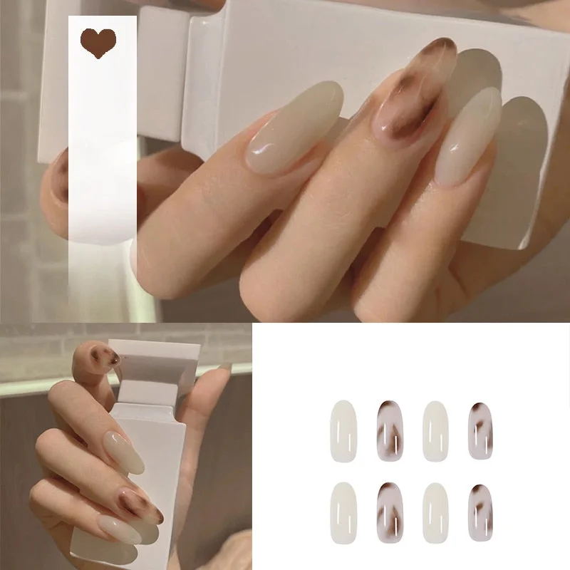 24pcs acrylic nail tips Ombre  Pearl Pink Fake Nail Super Long Stiletto Full Cover Color Glossy Acrylic Nail Kits Sets with Glue-Nail Inspo