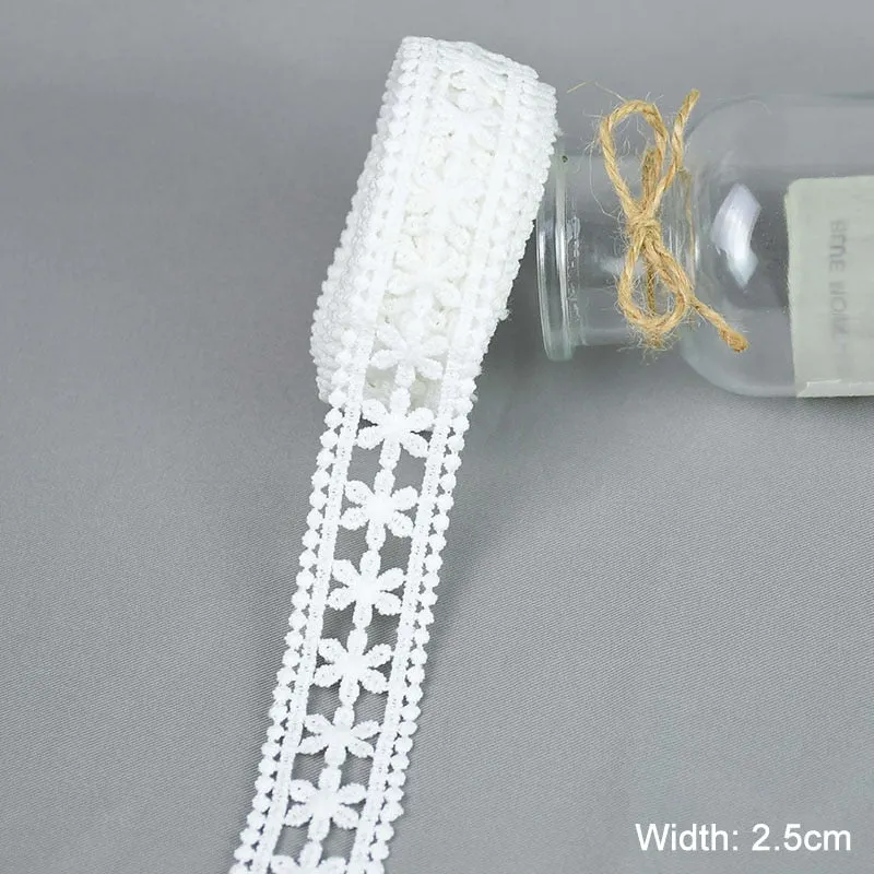 5Yards/lot White Cotton Embroidered Lace Trim Ribbons Fabric DIY Sewing Handmade Craft Materials Garment Clothes Accessories