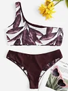 ZAFUL One Shoulder Leaves Print Bikini Sexy Bathing Suit Push Up Swimming Suit Swimwear Beachwear for Women