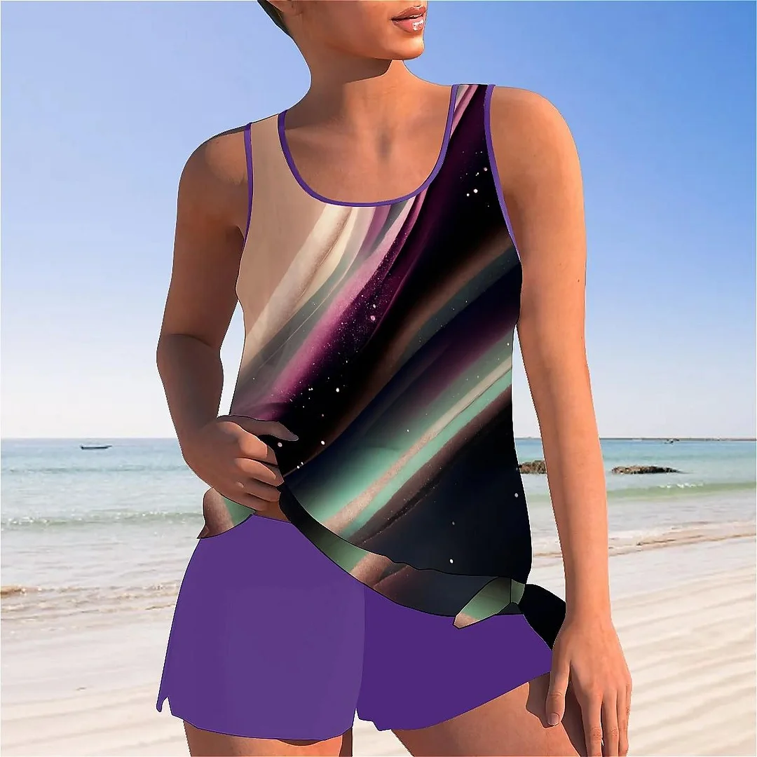 Bowknot Ray,Pink,Black Mid Waisted Tankini Set - Plus Size Available