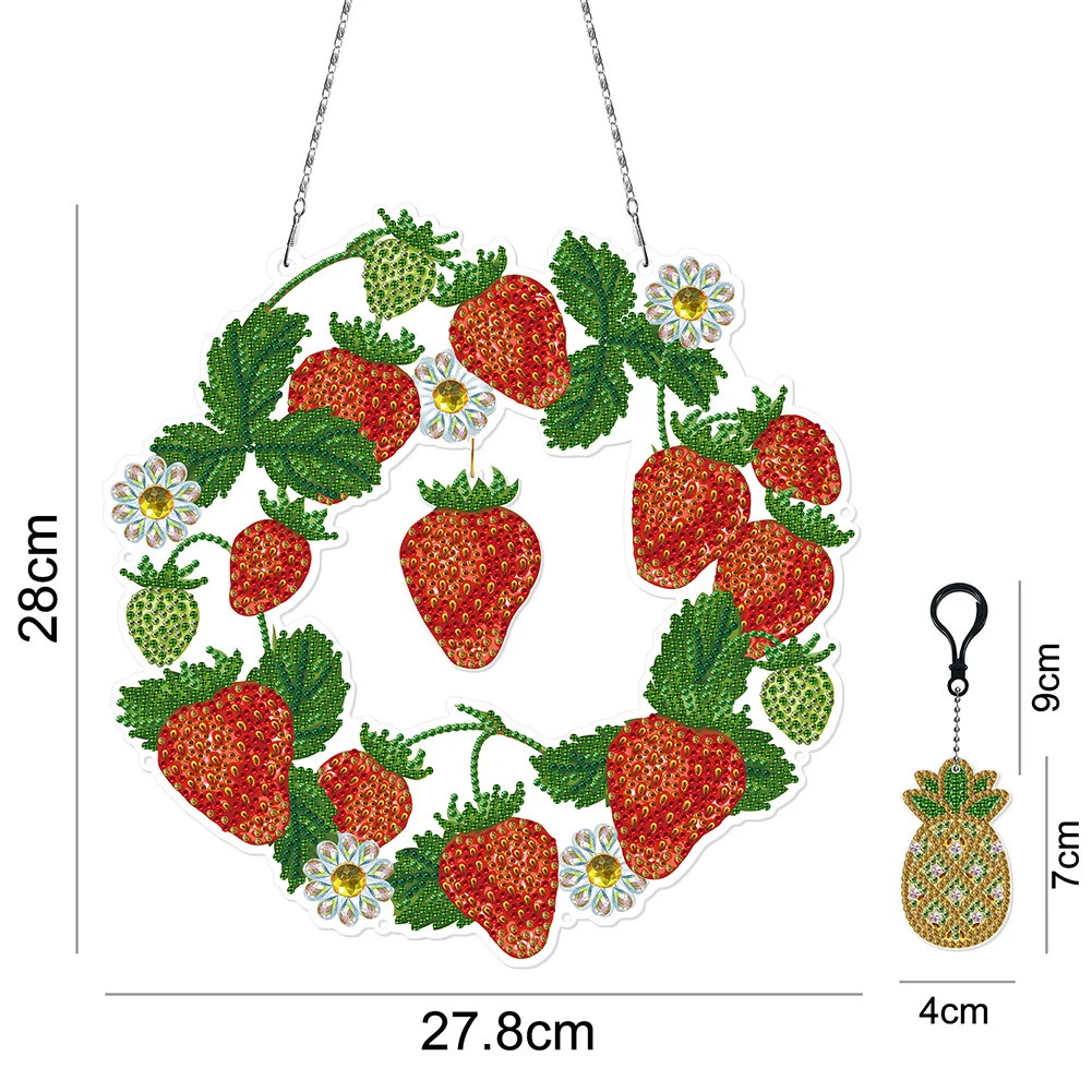 DIY Diamond Painting Hanging Christmas Wreath - Strawberry