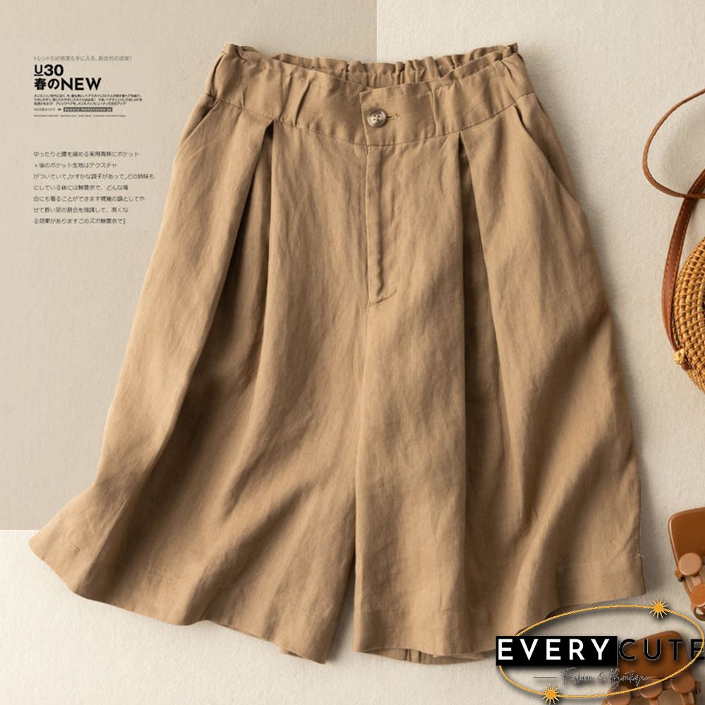Women's Shorts with High Waisted Cotton Linen Harajuku Shorts Casual Loose Buttons Bermuda Shorts for Women Summer Plus Size 5XL